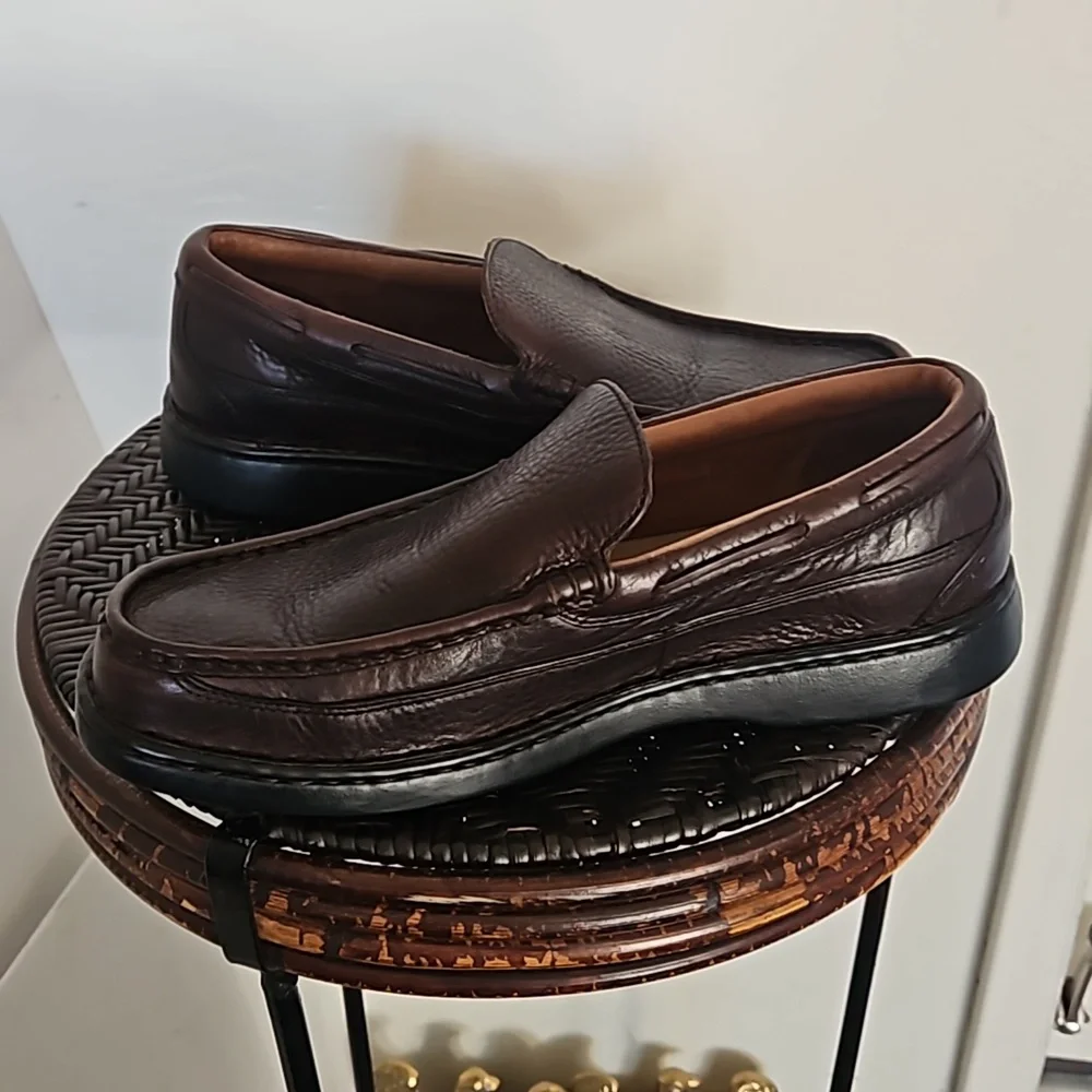 Sperry Top Sider Brown Leather Boat Loafers 10.5M slip on pebbled leathers
